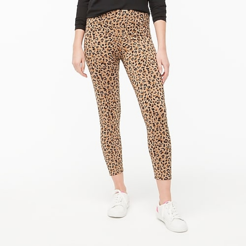 J.Crew animal leopard print crop leggings, small, brown